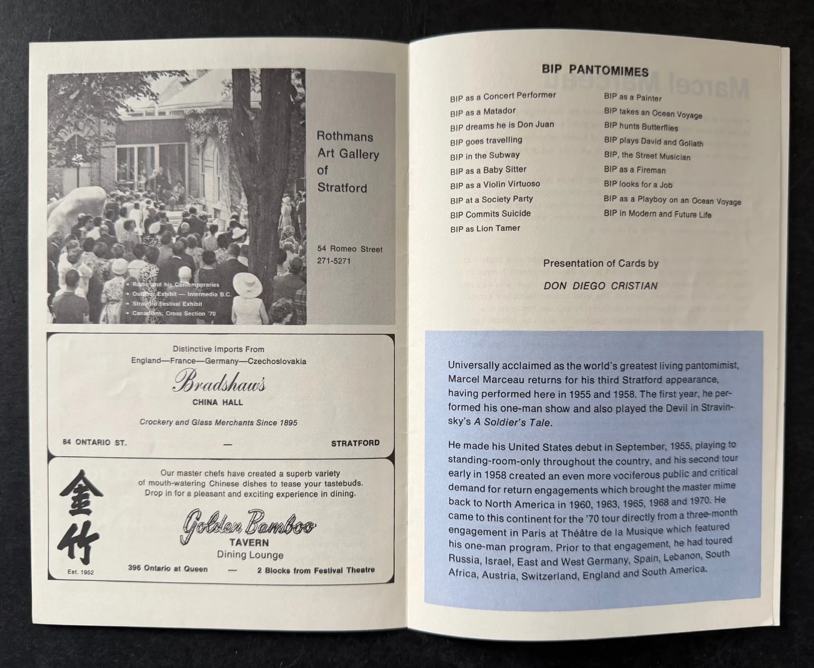 Marcel Marceau Signed 1970 Program JSA French Mime Artist Bip The Clown, изображение 5