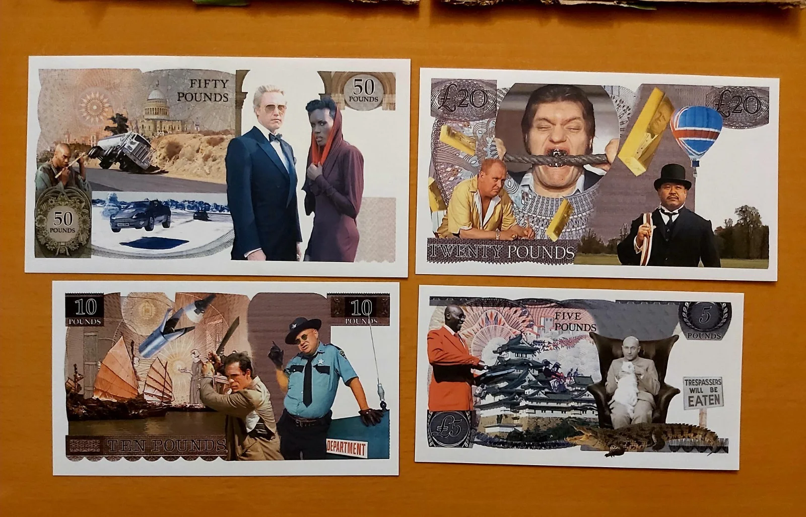 JAMES BOND ORIGINAL BRITISH POUND NOTES. £5 ,10 ,20 & £50, image 2