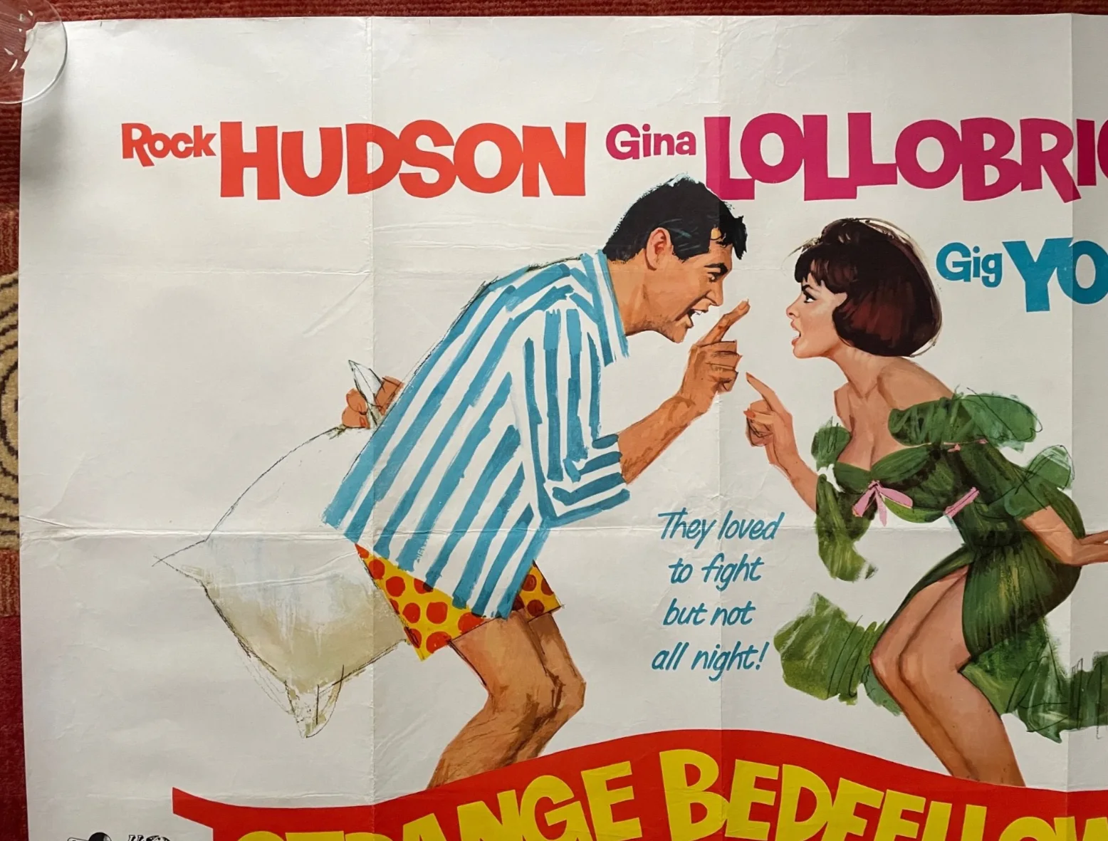 STRANGE BEDFELLOWS (1965) Original UK Quad Movie Film Poster Gina Lollobrigida, изображение 2