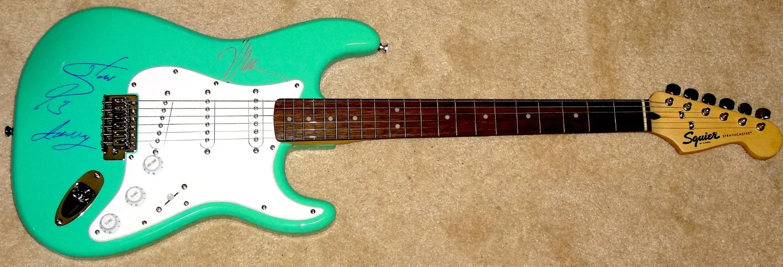 JOURNEY HAND SIGNED AUTOGRAPHED FENDER GUITAR W/ PERRY ON BODY RARE EXACT PROOF!, image 4
