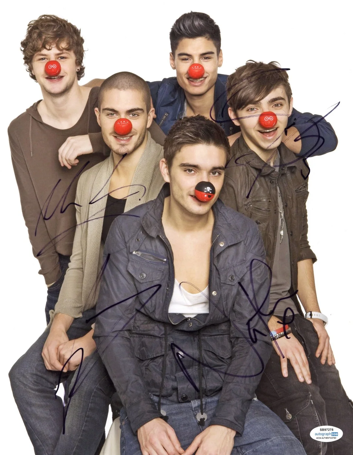 The Wanted Band Nathan Sykes plus Signed Autographed 11x14 Red Noses Photo, изображение 2