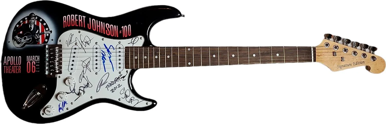 Robert Johnson Tribute Concert Signed Hand Airbrushed Painting Guitar, image 2