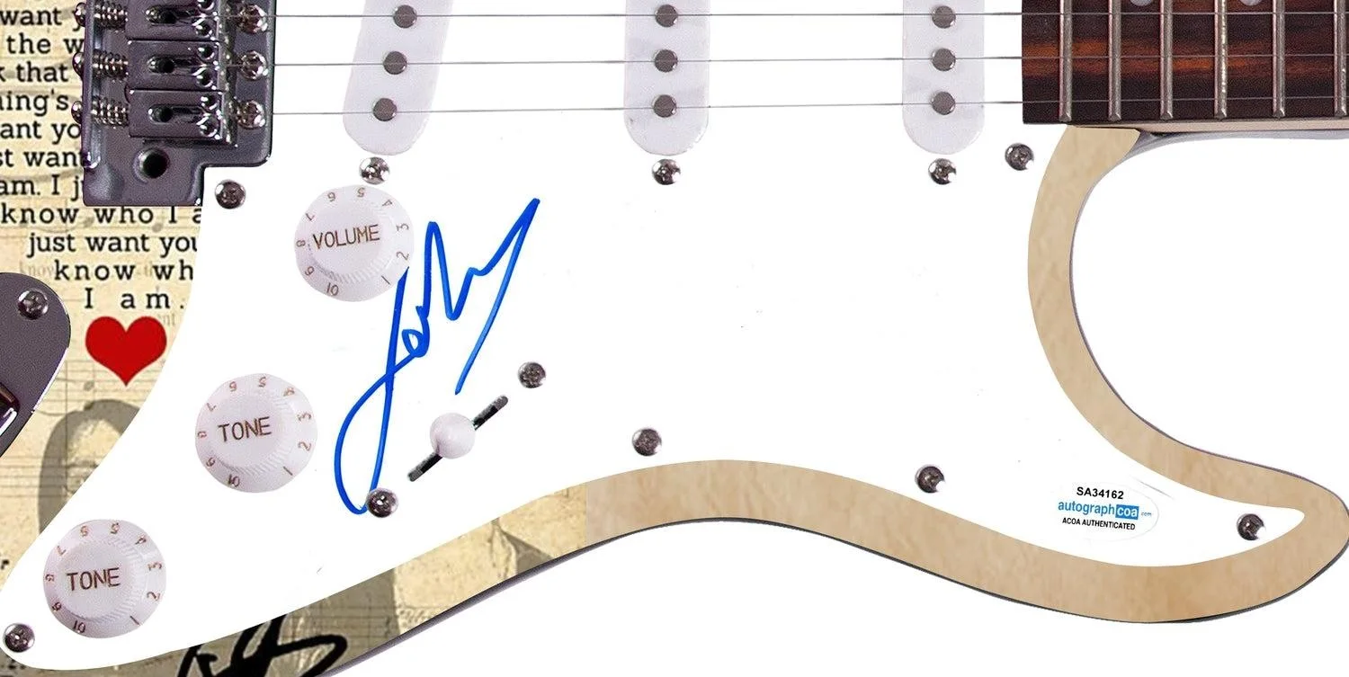 Goo Goo Dolls Johnny Rzeznik Signed Custom Graphics Photo Guitar ACOA, изображение 4