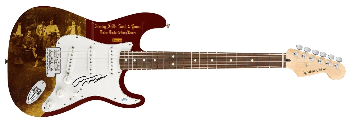 Graham Nash Signed Autographed 1/1 Custom Graphics Photo Guitar ACOA, image 2