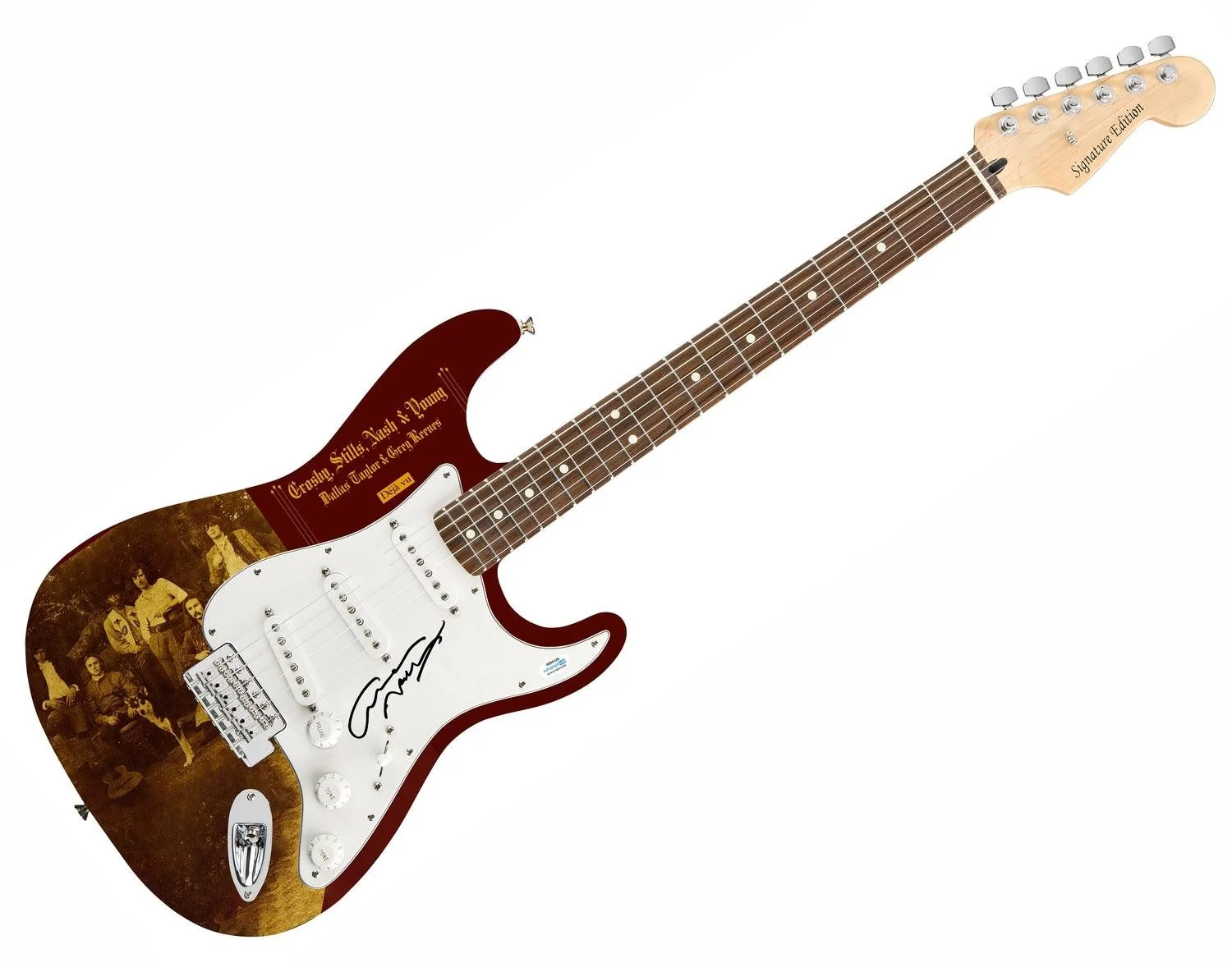 Graham Nash Signed Autographed 1/1 Custom Graphics Photo Guitar ACOA, image 3
