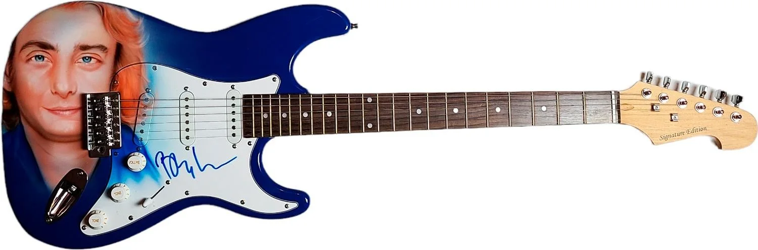 Barry Manilow Signed Autographed Hand Airbrushed Painting Guitar UACC AFTAL, изображение 2