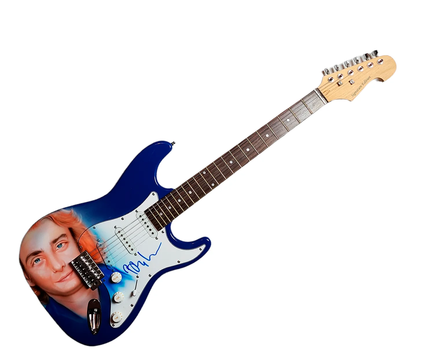 Barry Manilow Signed Autographed Hand Airbrushed Painting Guitar UACC AFTAL, изображение 3
