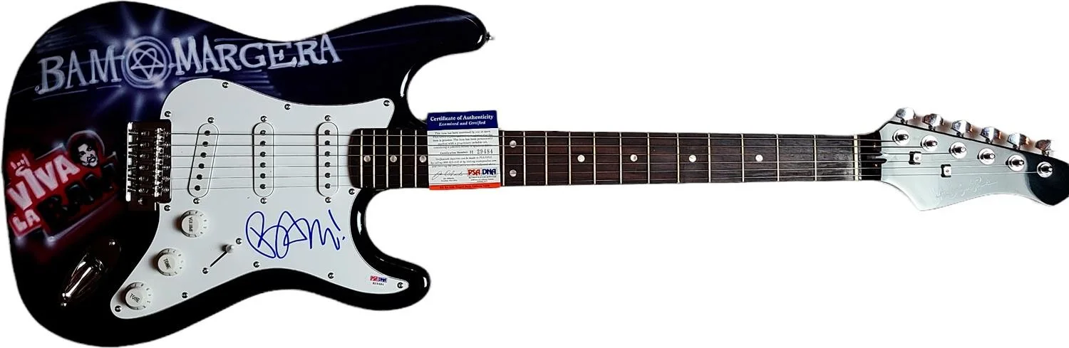 Bam Margera Signed Autographed Hand Airbrushed Painting Guitar PSA, изображение 2