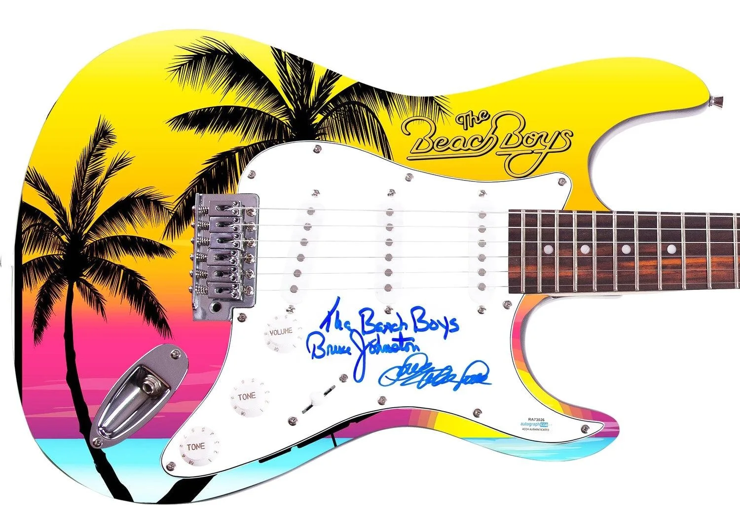 Beach Boys Mike Love Bruce Johnston Autographed Graphics Guitar Exact Proof ACOA, изображение 4