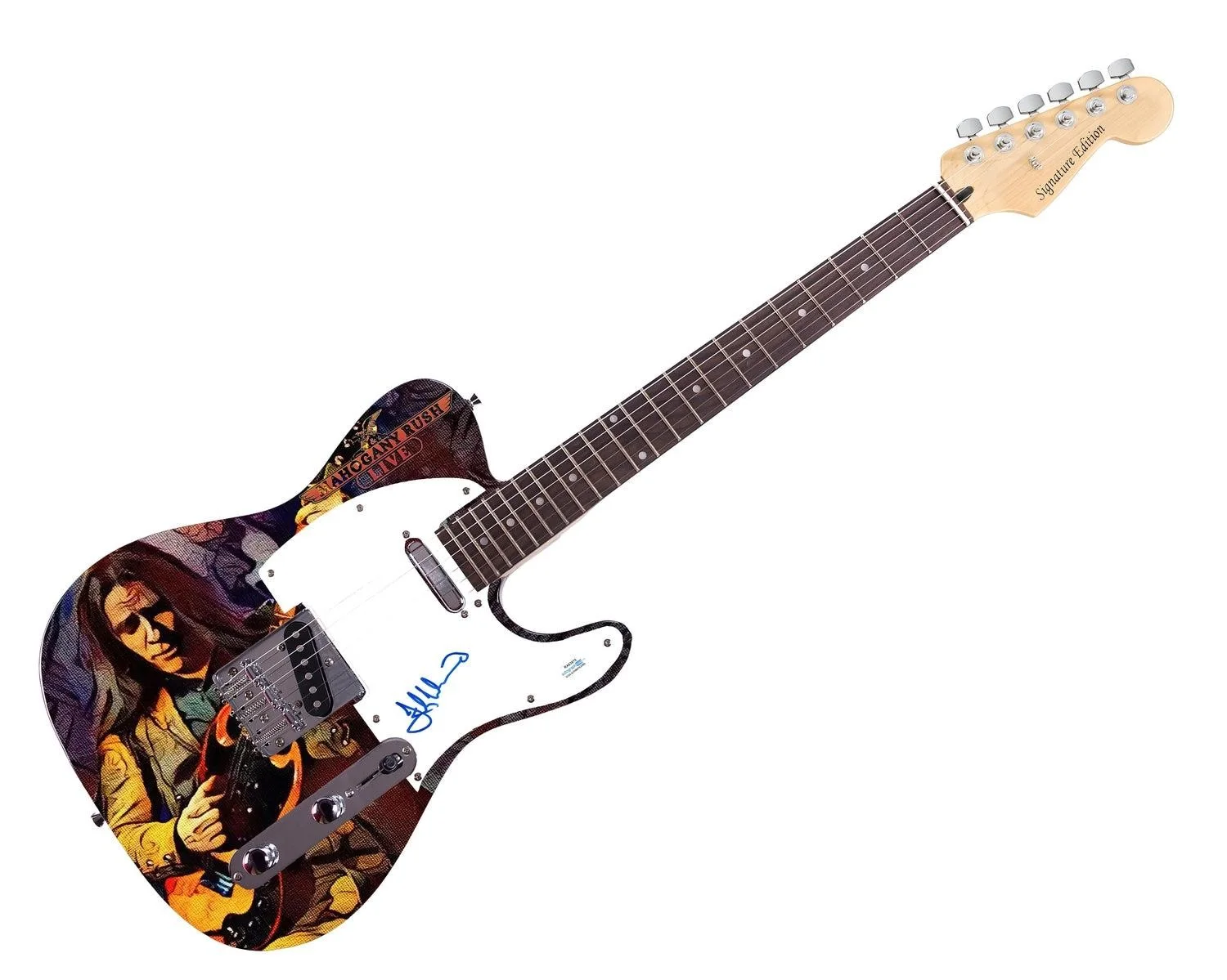 Mahogany Rush Frank Morino Signed Graphics Guitar ACOA, image 3