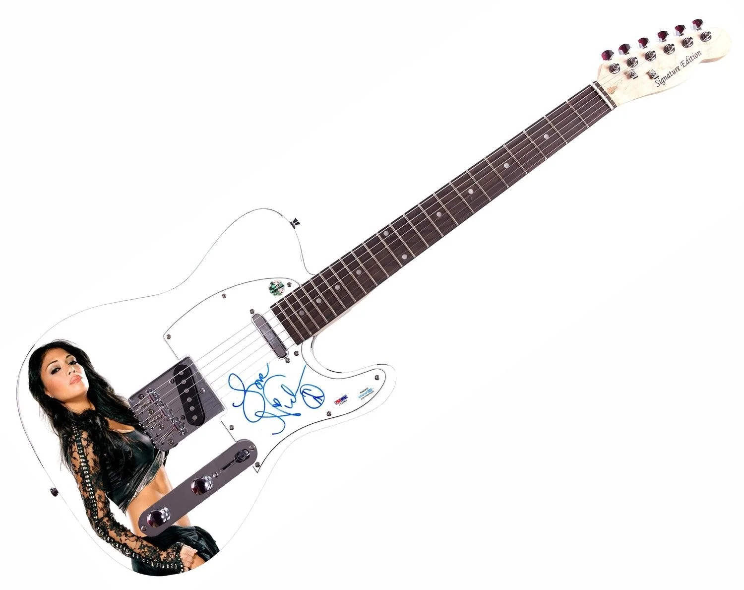 Nicole Scherzinger Signed Custom 1/1 Graphics Photo Guitar ACOA, image 3