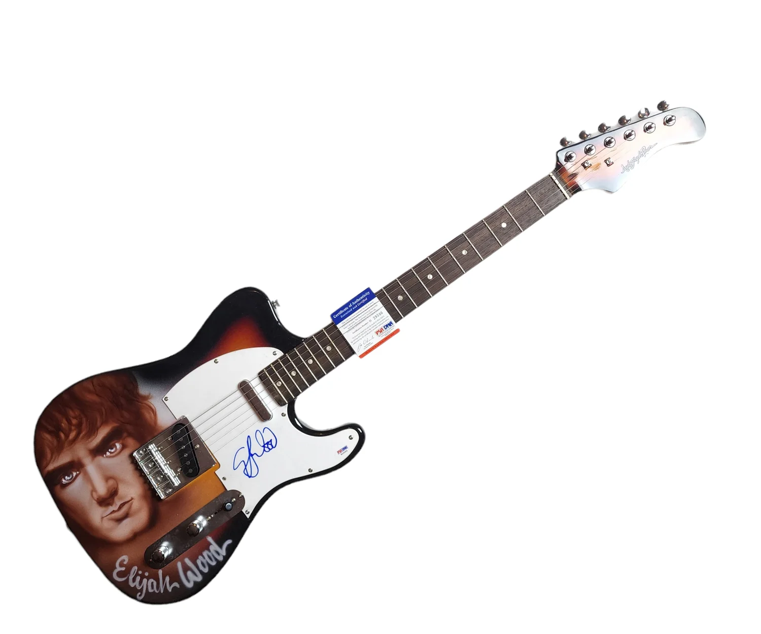 Lord of The Rings Elijah Wood Signed Autographed Hand Airbrushed Painting Guitar, изображение 3