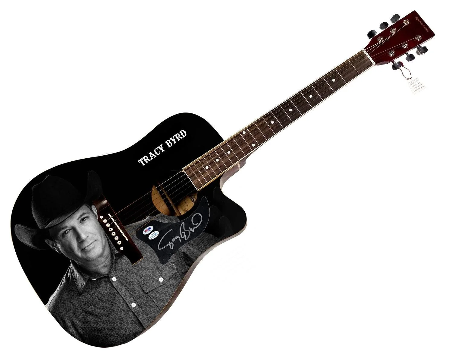 Tracy Byrd Signed 1/1 Custom Graphics Photo Guitar ACOA, image 3