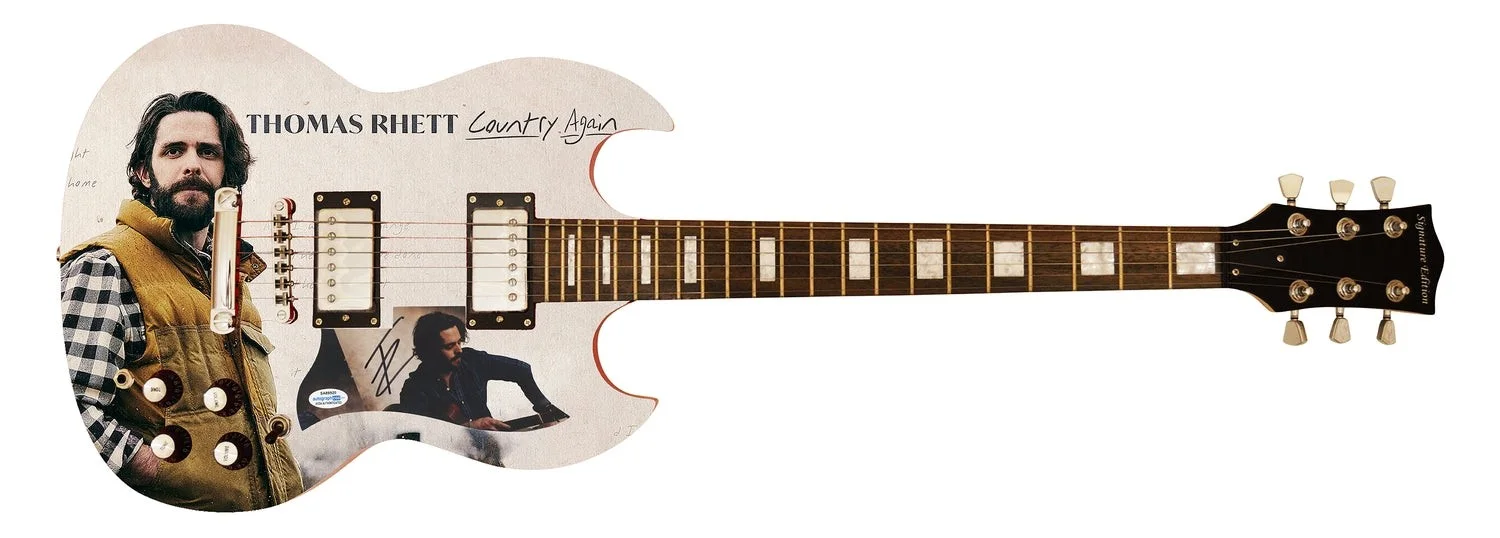 Thomas Rhett Country Again Signed Autographed Custom Photo Graphics Guitar ACOA, изображение 2