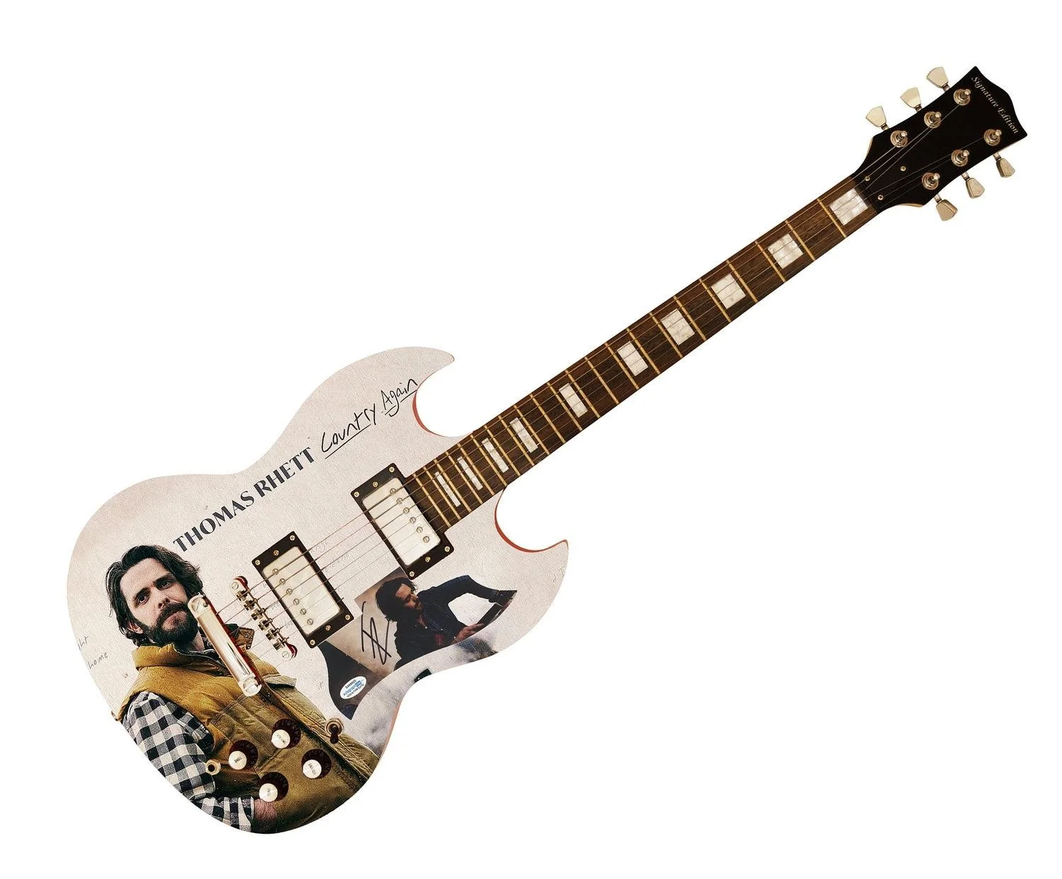 Thomas Rhett Country Again Signed Autographed Custom Photo Graphics Guitar ACOA, изображение 3