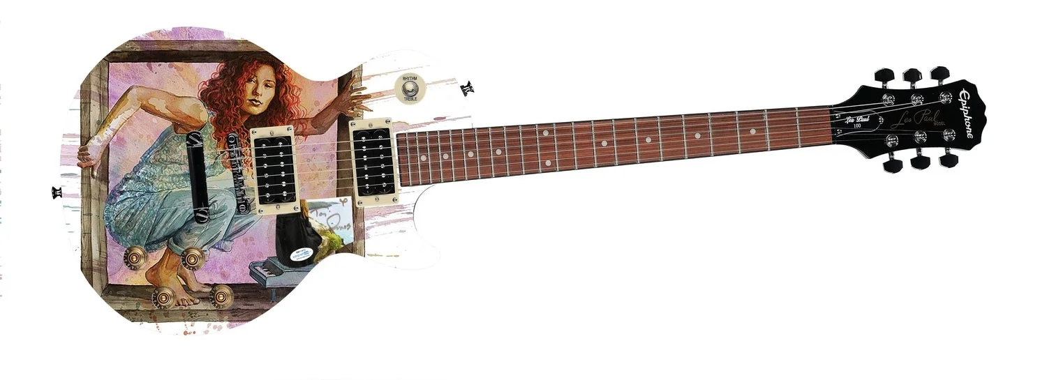 Tori Amos Autographed Gibson Epiphone Les Paul Graphics Guitar ACOA, image 2