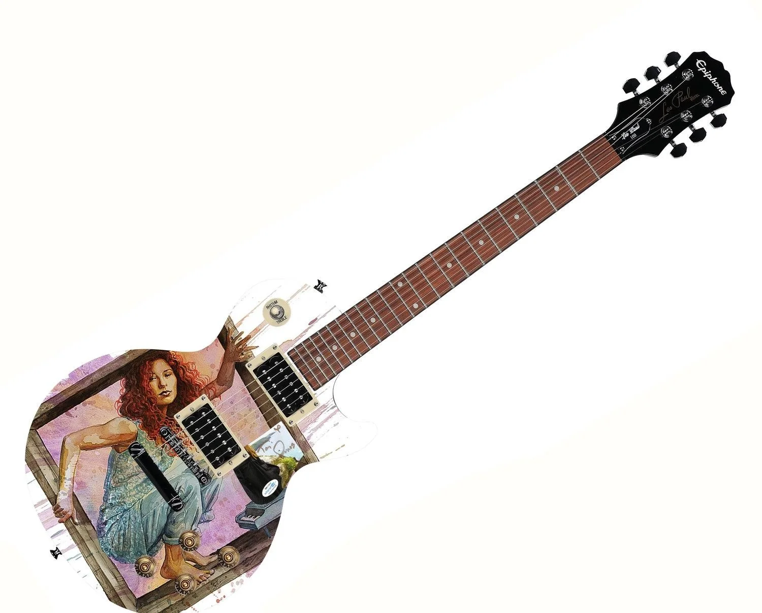 Tori Amos Autographed Gibson Epiphone Les Paul Graphics Guitar ACOA, image 3