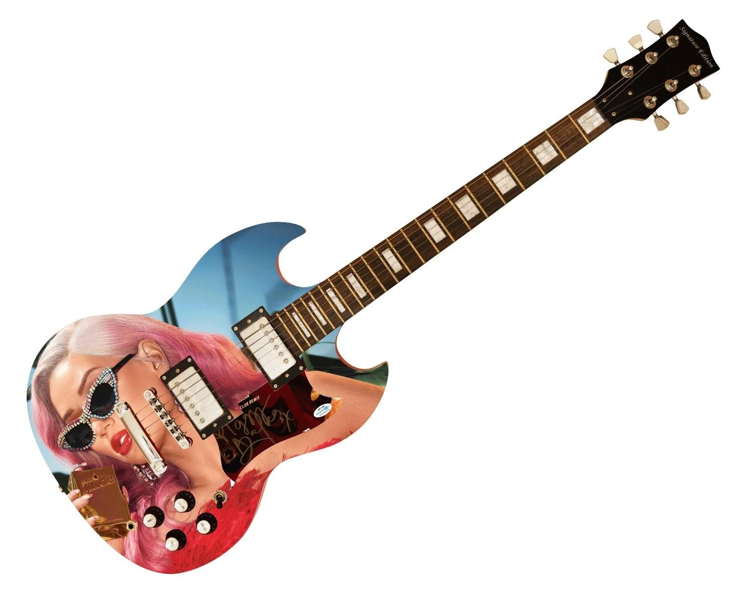 Iggy Azalea Signed Autographed Custom Graphics Photo Guitar ACOA, image 3