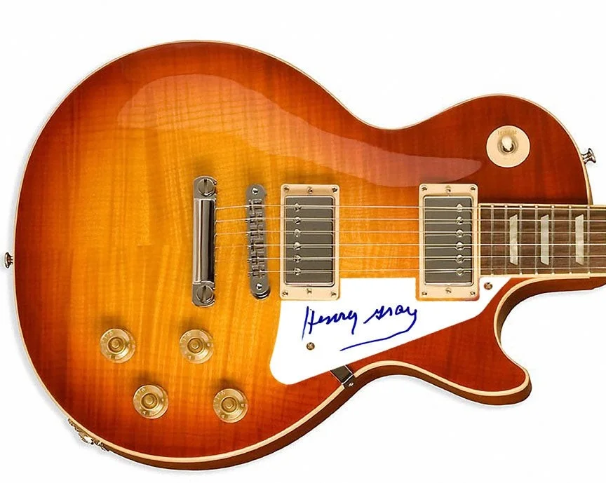 Henry Gray Blues Legend Signed Autographed Sunburst Guitar RD, image 2