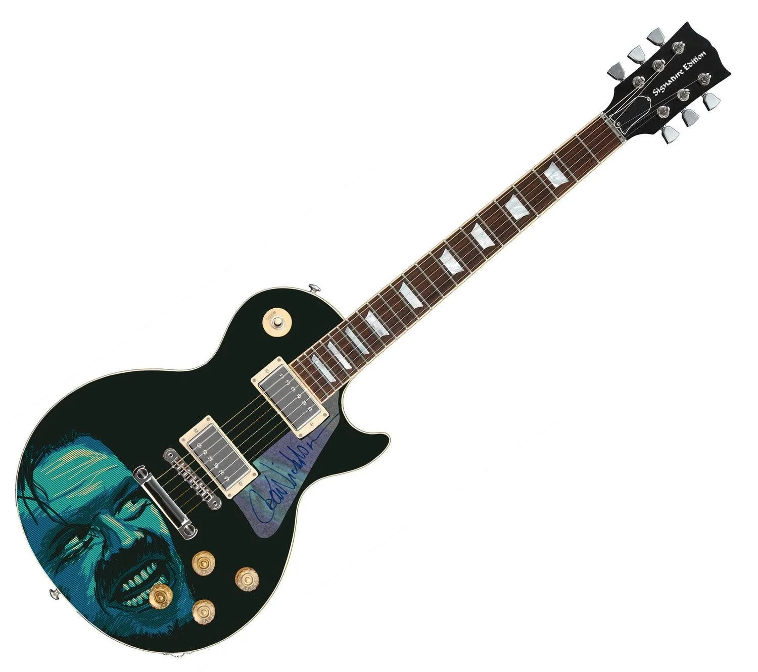 Jack Nicholson The Shining Here?s Johnny Signed 1/1 Custom Graphics Guitar, image 3