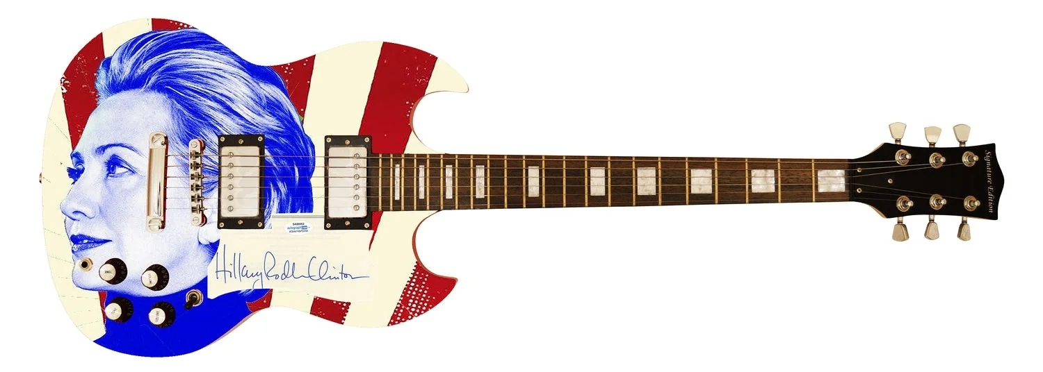 Hillary Clinton Signed Autographed Custom Photo Graphics Guitar ACOA ACOA, image 2