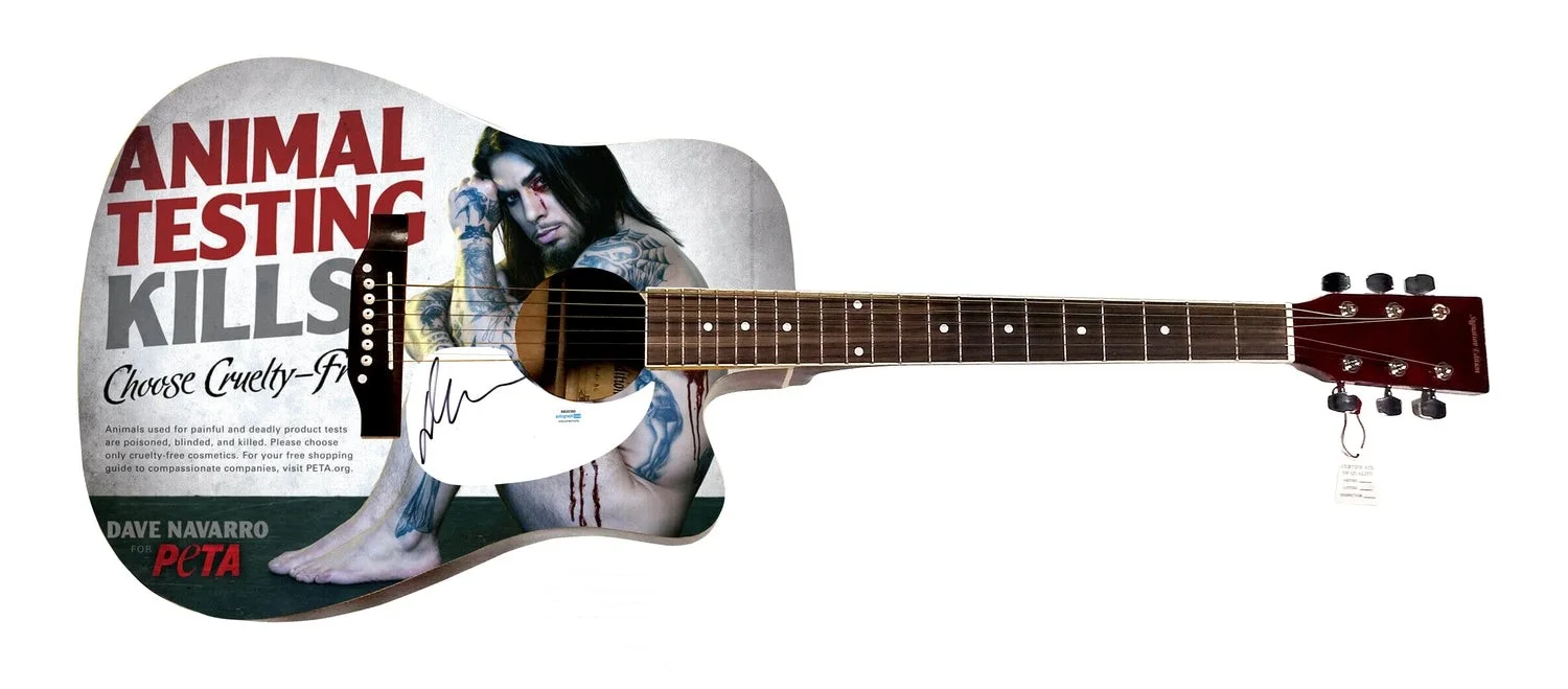Dave Navarro Signed Custom Graphics Photo Guitar ACOA, image 2