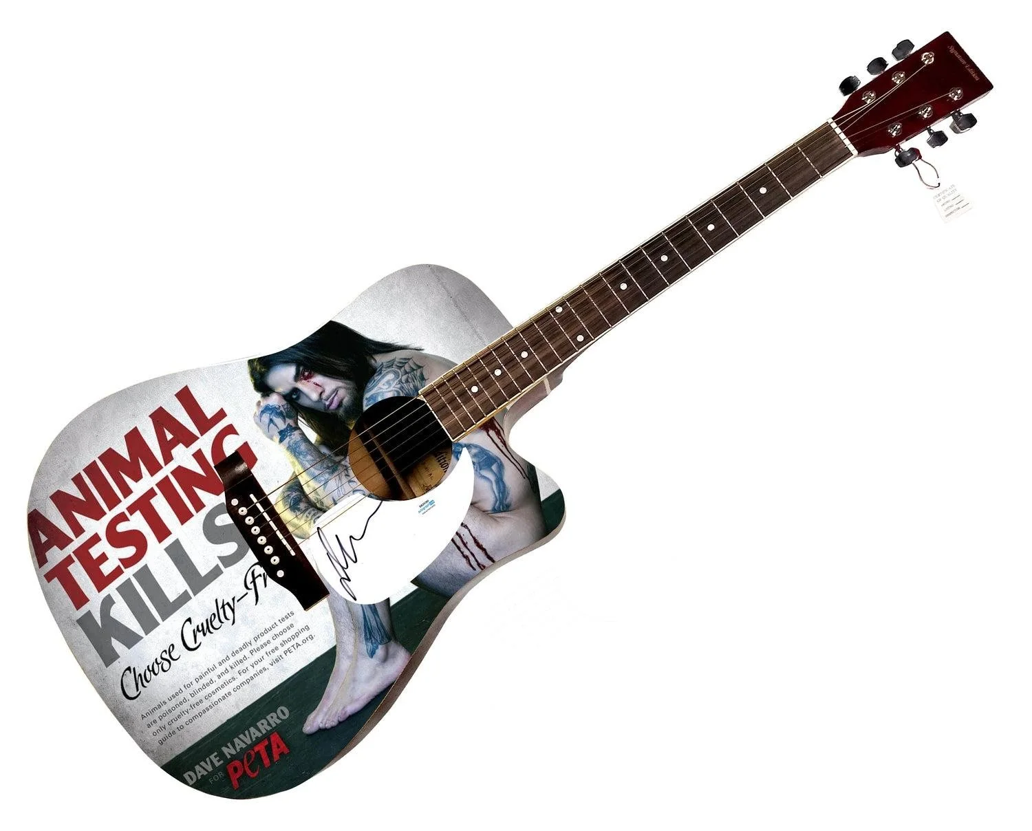 Dave Navarro Signed Custom Graphics Photo Guitar ACOA, image 3