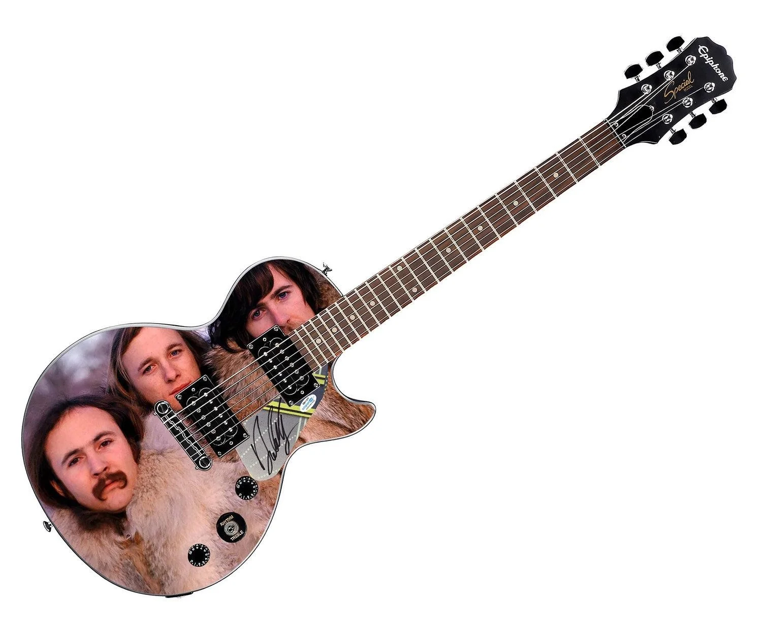 David Crosby Stills Nash Signed Custom Graphics Gibson Epiphone Guitar ACOA, image 3