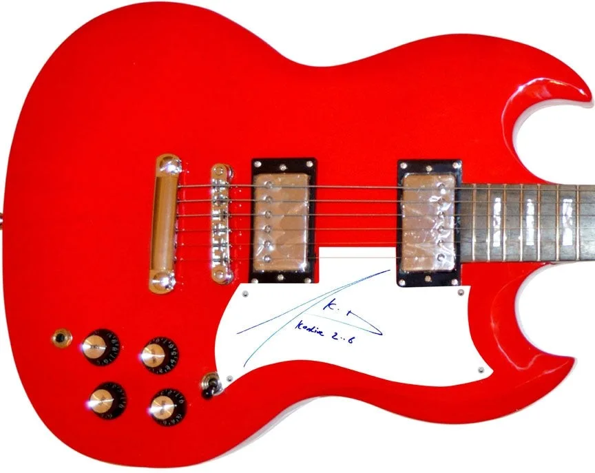 Akon Signed Autographed Red Guitar, image 2