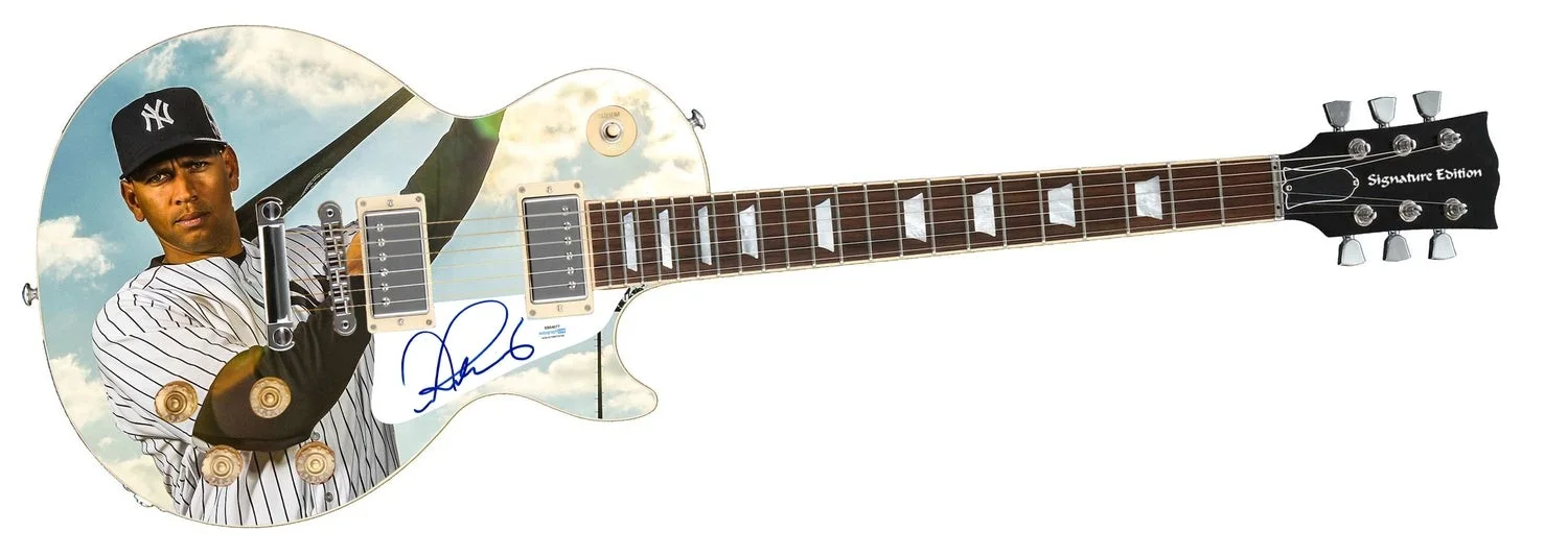 Alex Rodriguez New York NY Yankees Autographed Custom Graphics 1/1 Photo Guitar, изображение 2
