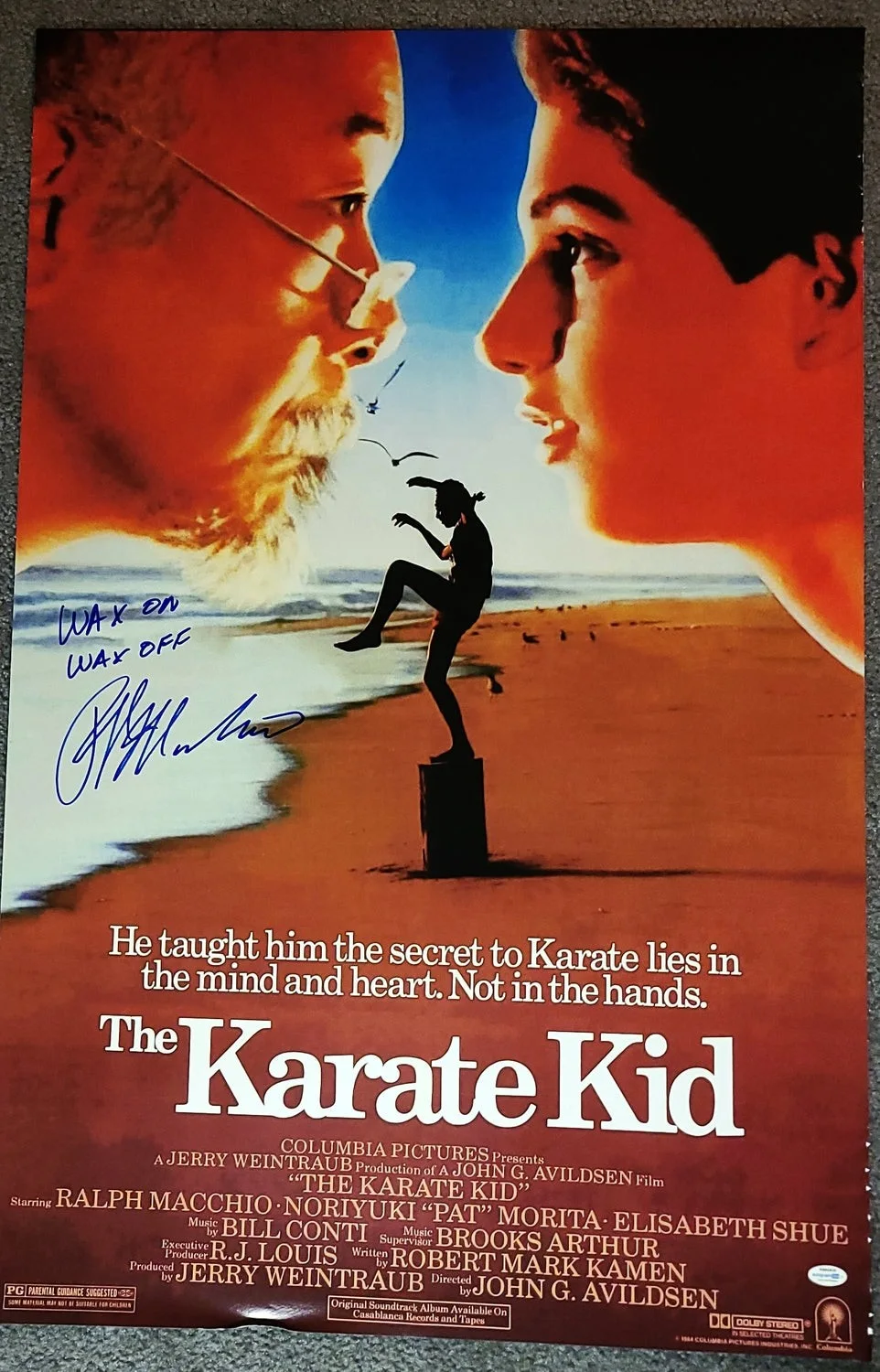 Ralph Macchio Autographed The Karate Kid 24x36 Poster Wax On Wax Off Exact Proof, изображение 2