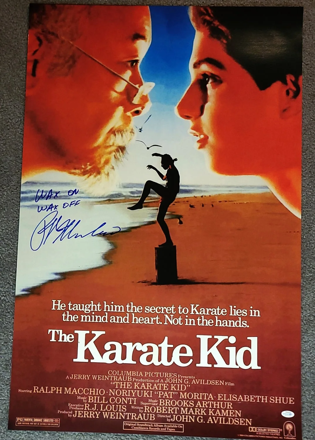 Ralph Macchio Autographed The Karate Kid 24x36 Poster Wax On Wax Off Exact Proof, image 2