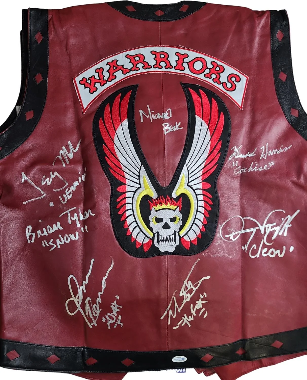 The Warriors Movie Cast Signed Leather Vest Exact Proof ACOA, изображение 2