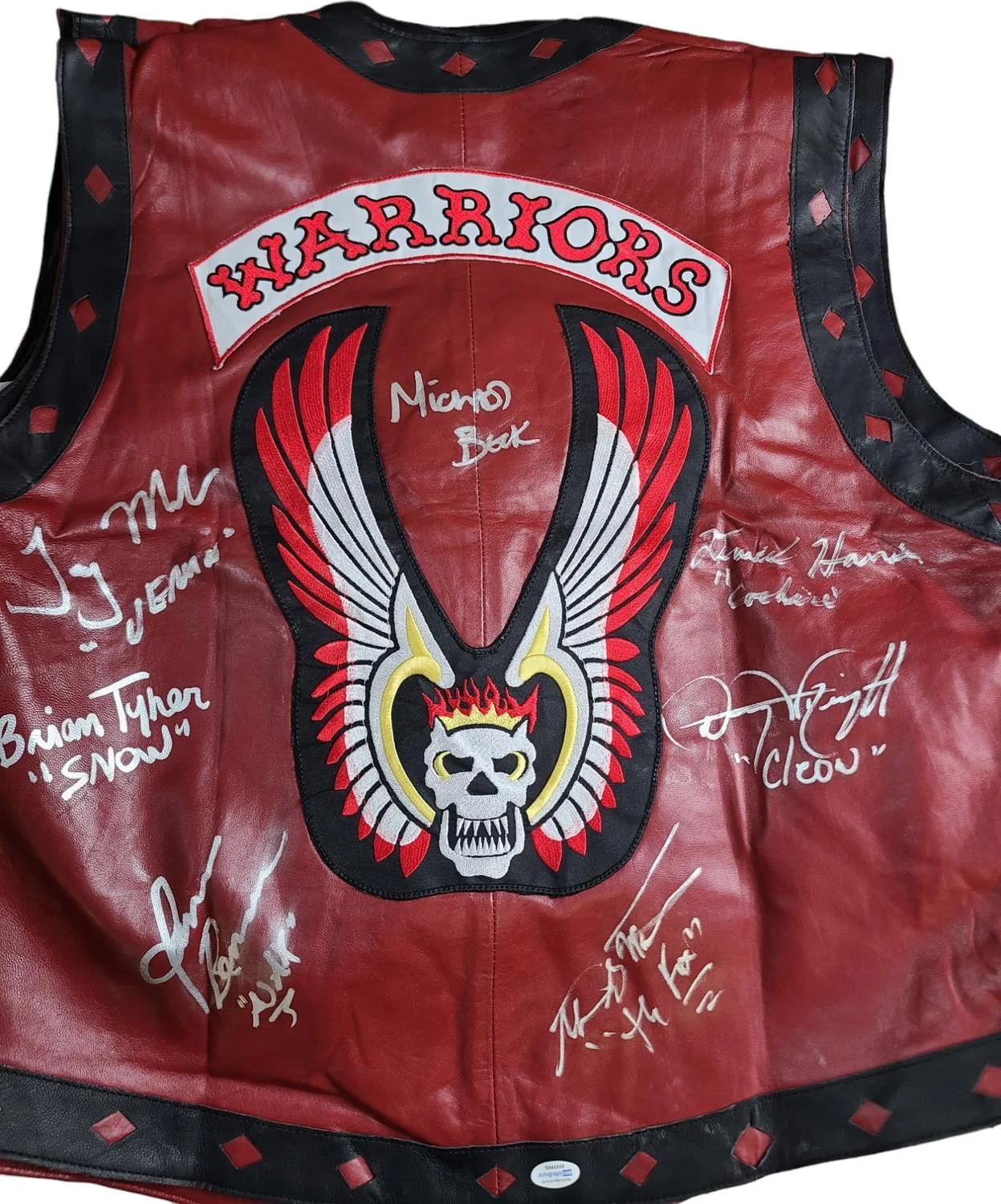 The Warriors Movie Cast Signed Leather Vest Exact Proof ACOA, изображение 2