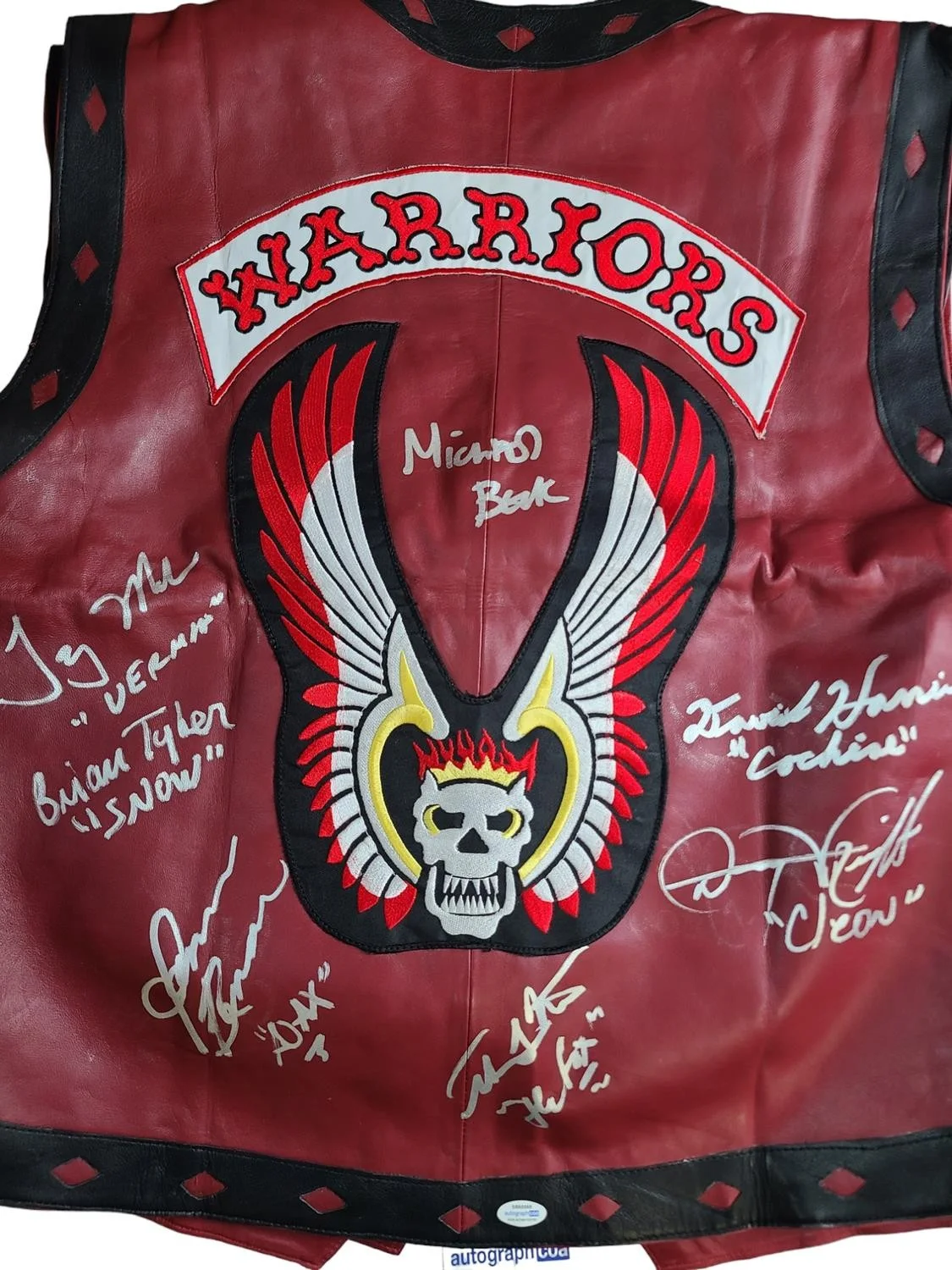 The Warriors Movie Cast Signed Leather Vest Exact Proof ACOA, изображение 2