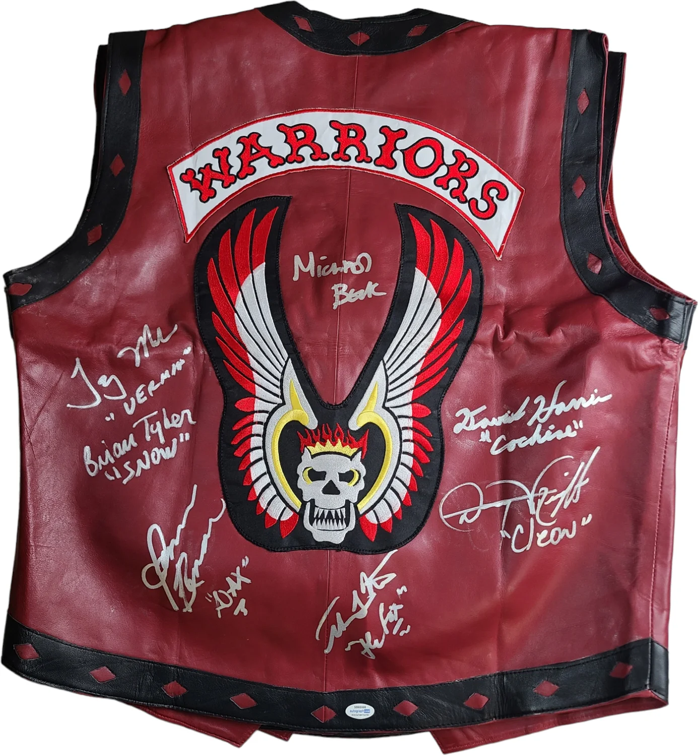 The Warriors Movie Cast Signed Leather Vest Exact Proof ACOA, изображение 3