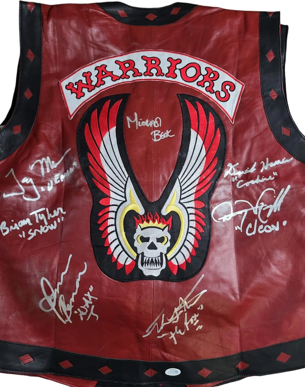 The Warriors Movie Cast Signed Leather Vest Exact Proof ACOA, изображение 2