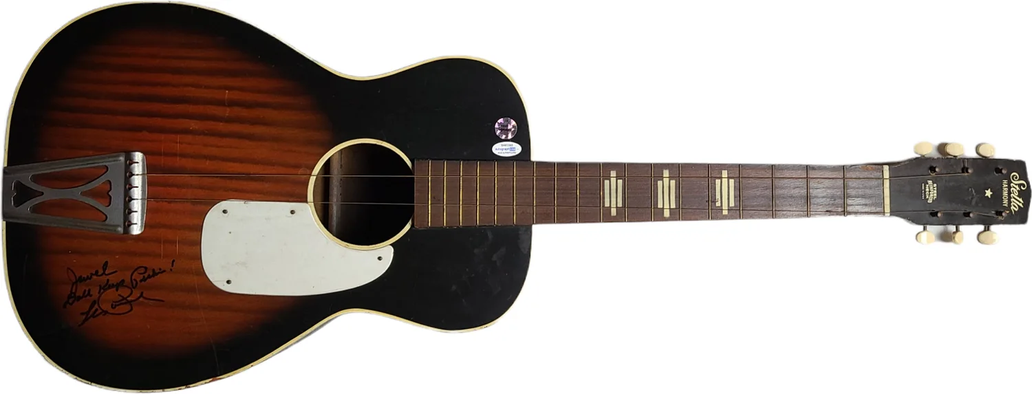 Les Paul Autographed To Jewel Vintage Stella Harmony Acoustic Guitar UACC AFTAL, изображение 3