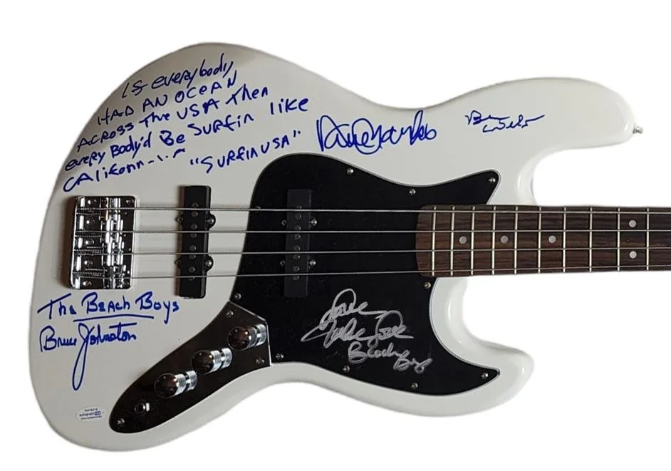 The Beach Boys Signed Huntington Bass Guitar with Surfin USA Lyrics ACOA, изображение 2
