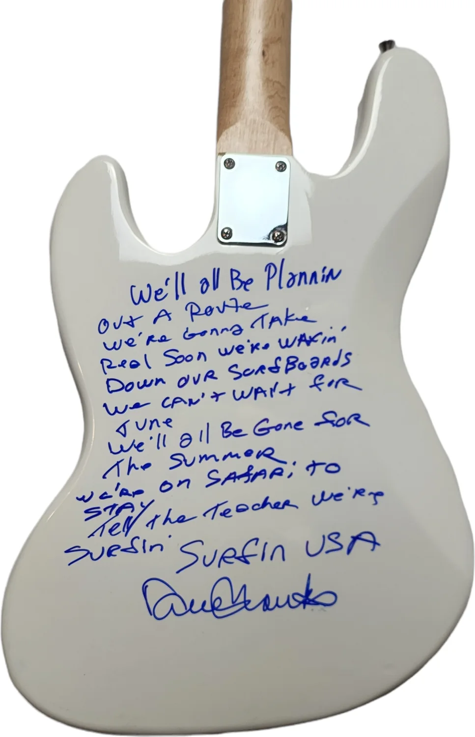 The Beach Boys Signed Huntington Bass Guitar with Surfin USA Lyrics ACOA, изображение 3