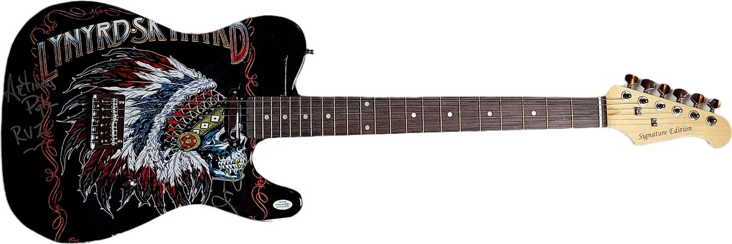 Lynyrd Skynyrd Signed Autographed Custom Graphics Guitar AFTAL UACC ACOA, image 2