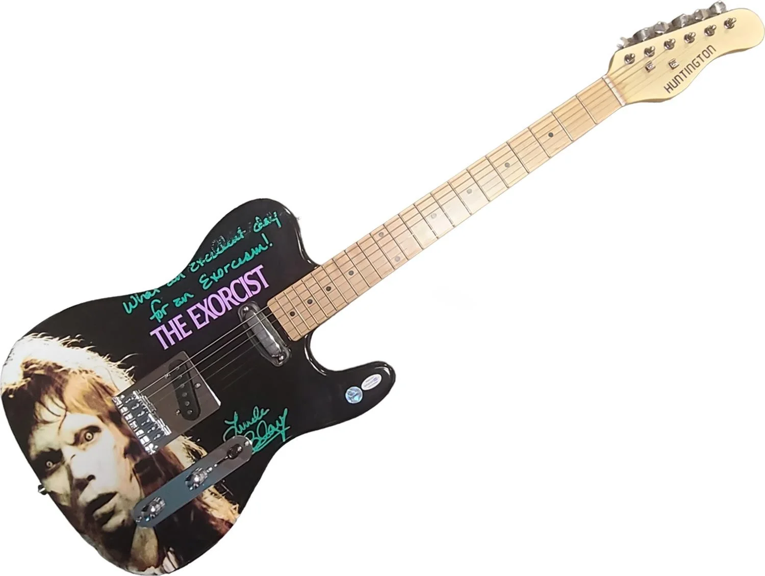 Linda Blair Signed Autographed Exorcist Custom Graphics Guitar ACOA, image 2