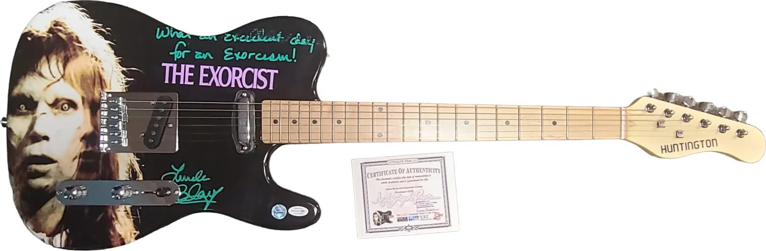 Linda Blair Signed Autographed Exorcist Custom Graphics Guitar ACOA, image 3