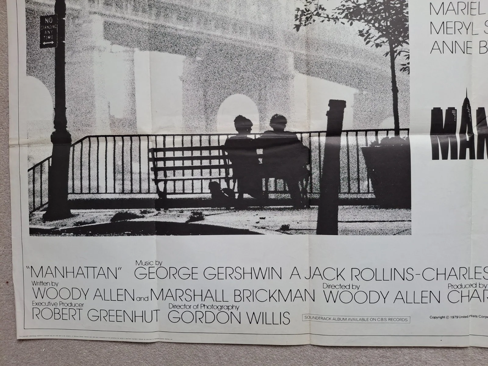 Manhattan Original Rare Cinema Movie Film Quad Poster Trimmed, изображение 5
