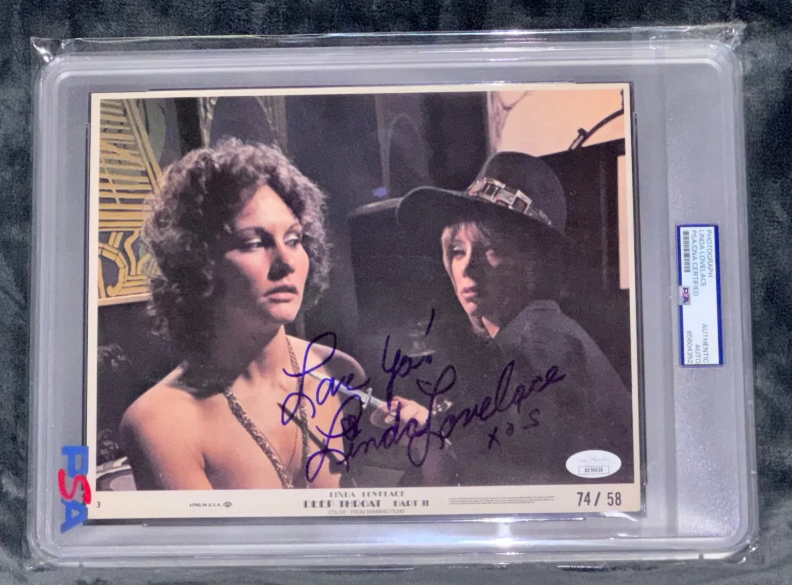 Linda Lovelace — Signed Linda Lovelace Photo Deep Throat Adult Star Original Lobby Card Auto PSA, изображение 2