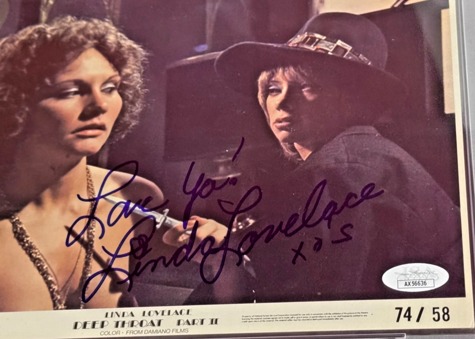 Linda Lovelace — Signed Linda Lovelace Photo Deep Throat Adult Star Original Lobby Card Auto PSA, изображение 4
