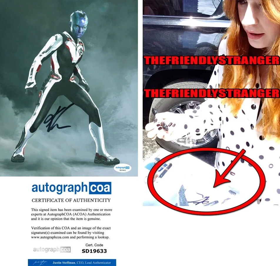 Karen Gillan — Karen Gillan signed "AVENGERS: ENDGAME" 8x10 Photo EXACT PROOF b Nebula ACOA COA