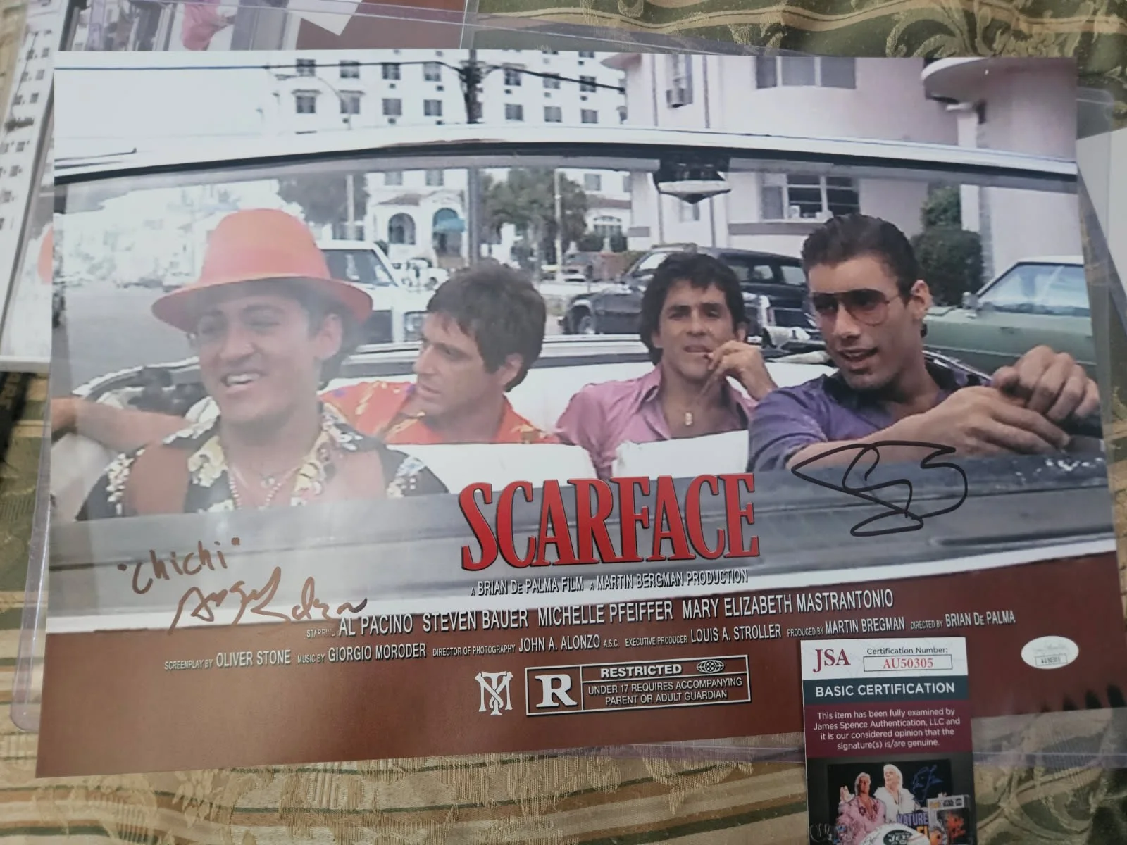 Steven Bauer & Angel Salazar — Scarface Steven Bauer & Angel Salazar autographed 11x17 photo JSA Certified
