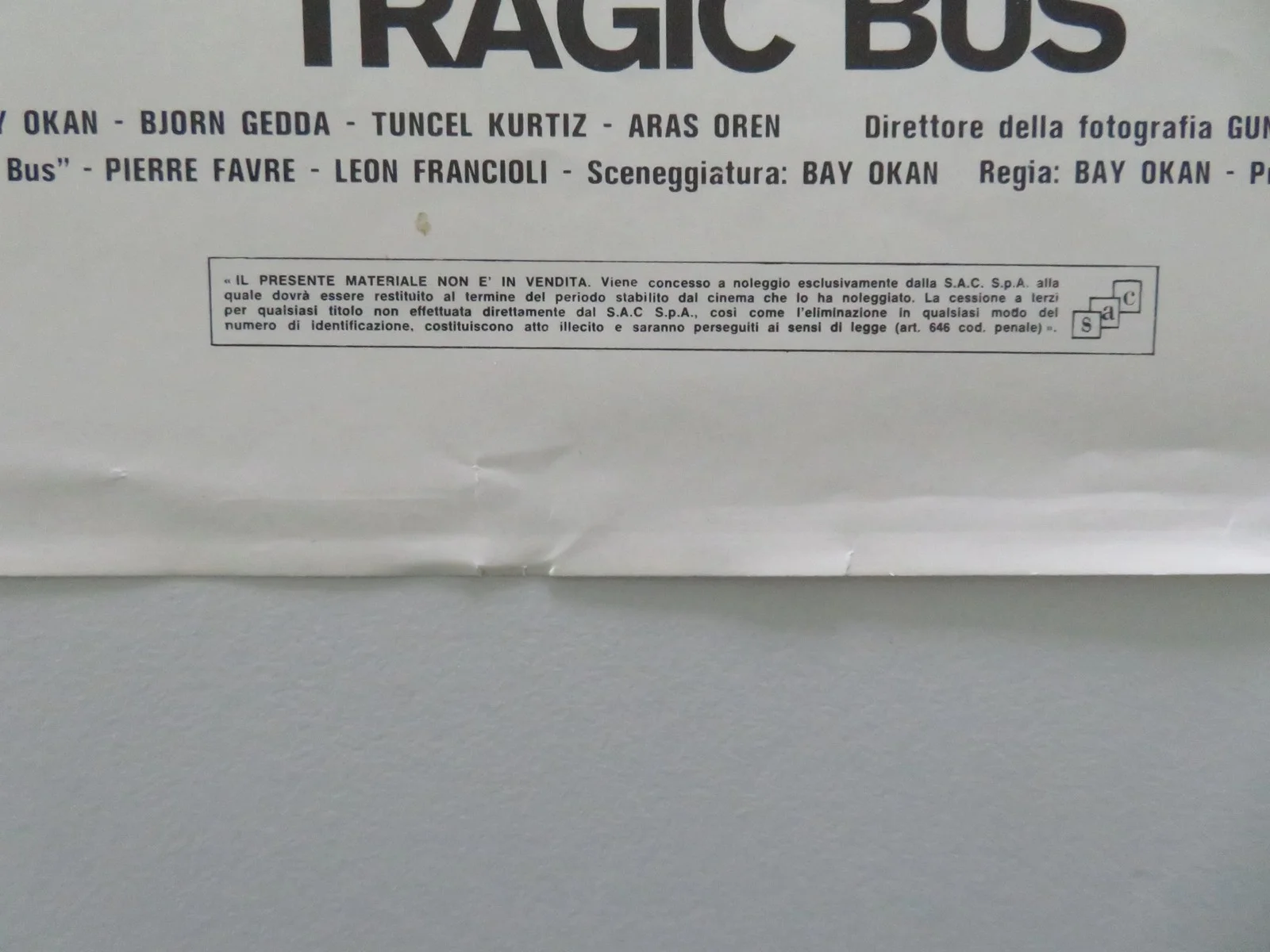 TRAGIC BUS ITALIAN LOCANDINA POSTER BAY OKAN BJORN GEDDA TUNCEL KURTIZ 1977, изображение 5