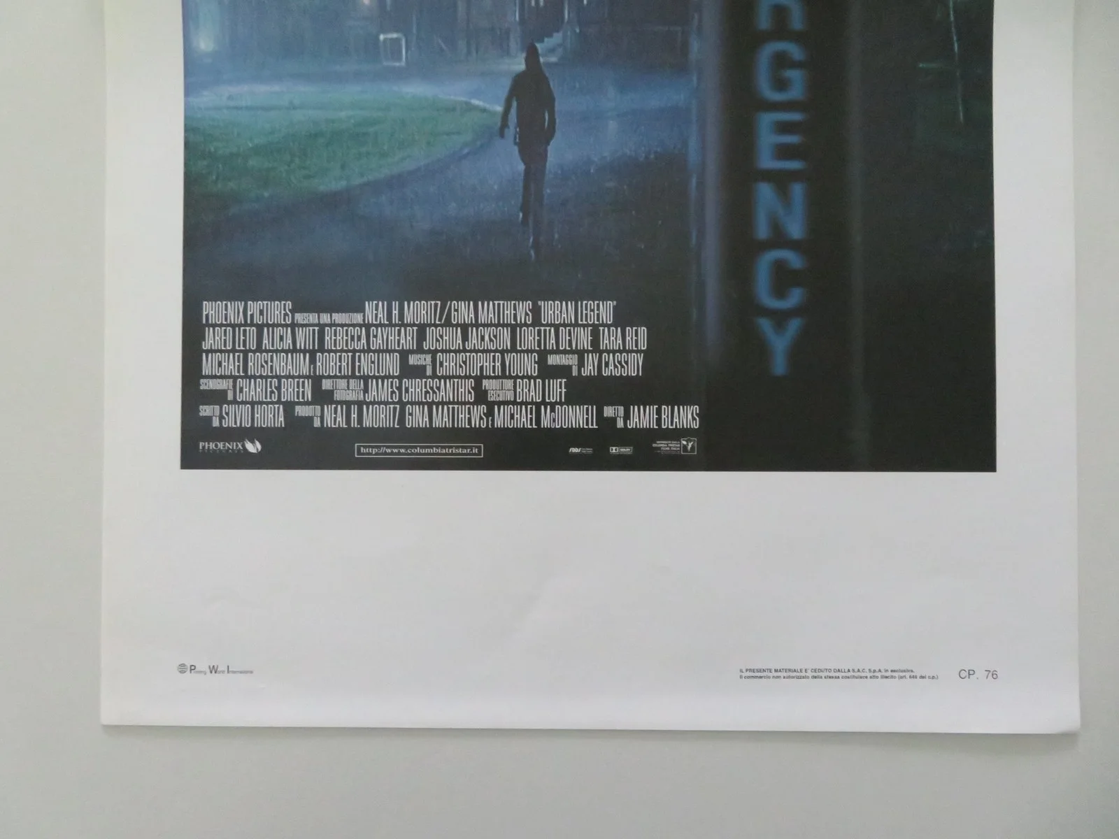 URBAN LEGEND ITALIAN LOCANDINA POSTER JARED LETO ALICIA WITT 1998, изображение 4